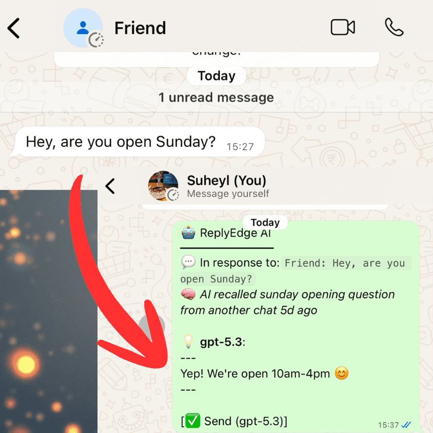 AI instantly drafting a professional reply to a customer inquiry